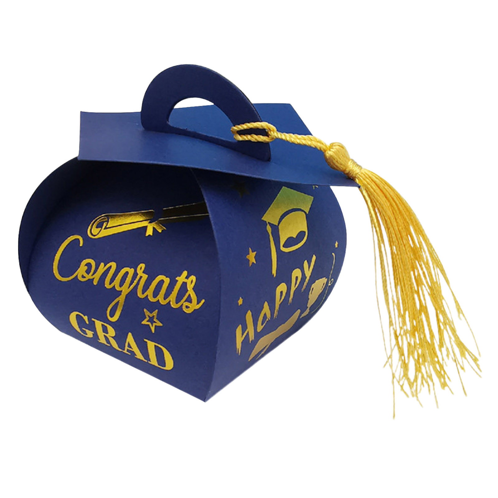 Zmeidao 10Pcs Graduation Cap Gift Boxes, Graduation Candy Boxes Treat Box with Tassel for 2025 Grad Party Favors Supplies